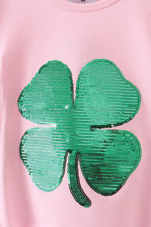 Pink clover glitter pants set