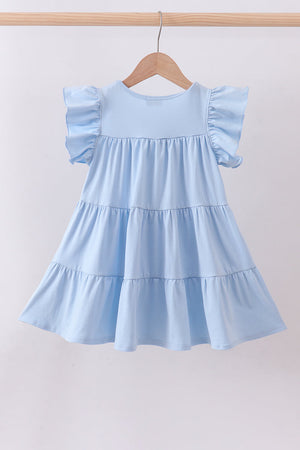 Blue cross sequin tiered dress