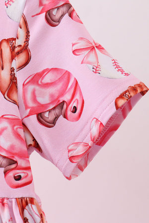 Pink bow baseball bamboo dress