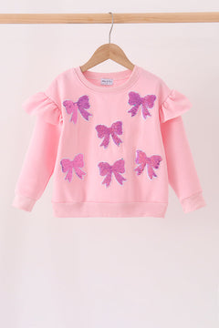 Pink bow sequin mom&me sweatshirt