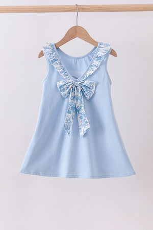 Blue bunny applique ruffle dress