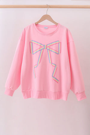 Pink hand-sewn bow mom&me sweatshirt