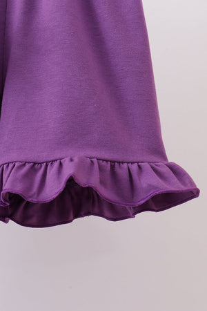 Lavender floral smocked ruffle shorts set