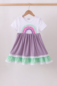 Purple lace rainbow ruffle dress
