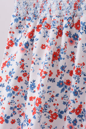 Blue floral smocked dress