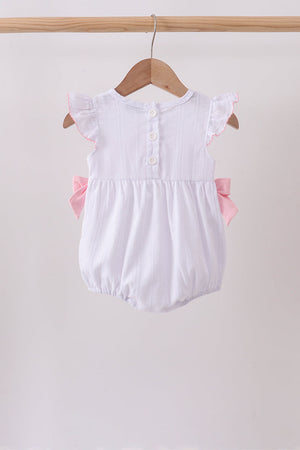 White Bow Smocked Jacquard Bubble