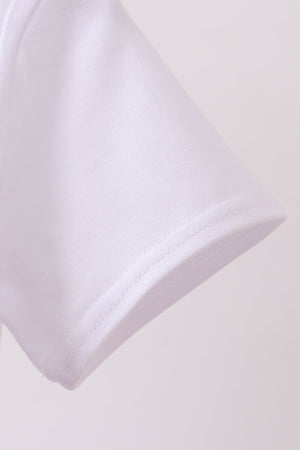 White Animal Embroidered Top
