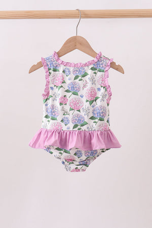 Purple Hydrangea UPF Swim One-Piece