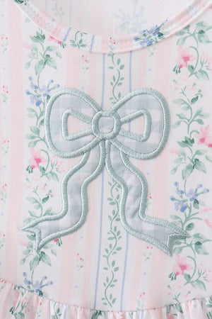 Bow Floral Applique Dress