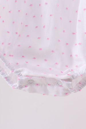 Pink Bow Smocked Swiss Dot Bubble
