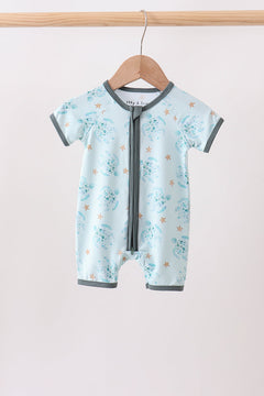 Blue Turtle Bamboo Romper