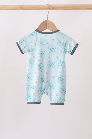 Blue Turtle Bamboo Romper