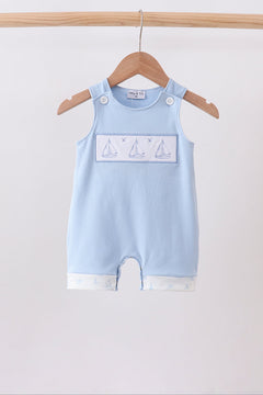 Blue Sailboat Embroidered Jon Jon