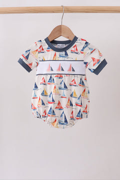 Blue Sailboat Smocked Bubble
