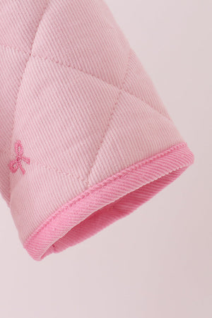 Pink corduroy bow embroidery ruffle jacket