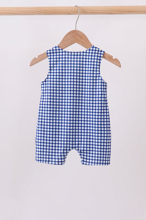 Navy Apple Embroidered Gingham Jon Jon