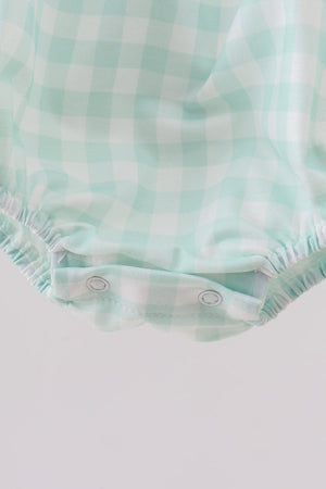 Green football french knot gingham bubble