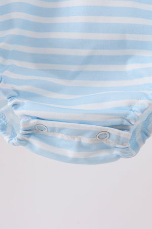 Blue Puppy Ball Embroidered Stripe Bubble