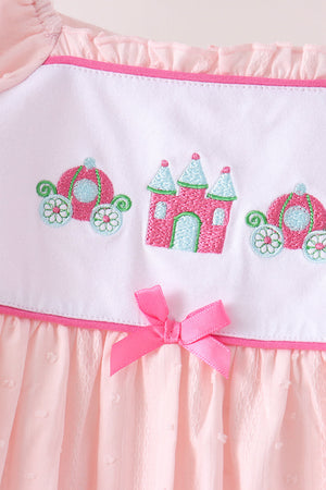 Pink Castle Embroidery Jacquard Pants Set