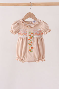 Khaki Pumpkin Smocked Ruffle Bubble