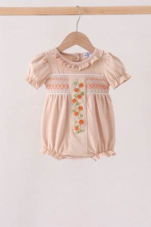 Khaki Pumpkin Smocked Ruffle Bubble