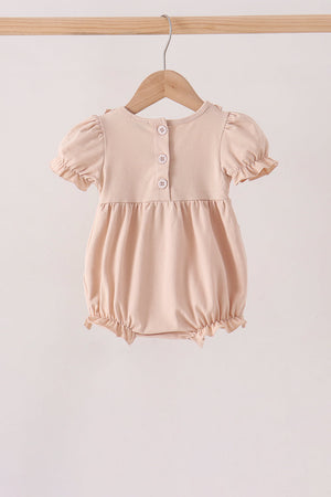 Khaki Pumpkin Smocked Ruffle Bubble