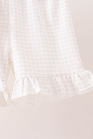 Khaki Pumpkin Smocked Ruffle Shorts Set