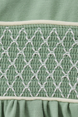Sage collar smocked lace bloomer set