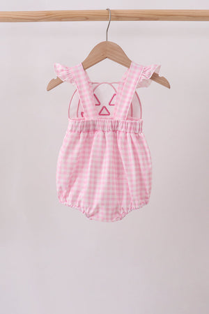 Pink Jack-O-Lantern Applique Ruffle Gingham Bubble