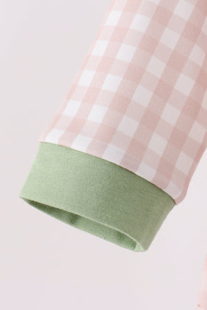 Khaki Puppy Fishing Gingham Romper