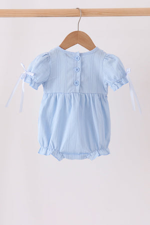 Blue Floral Smocked Lace Bubble