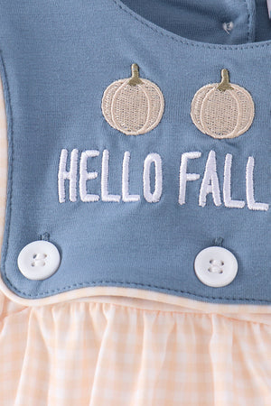Blue Hallo Fall Y'ALL Pumpkin Bubble