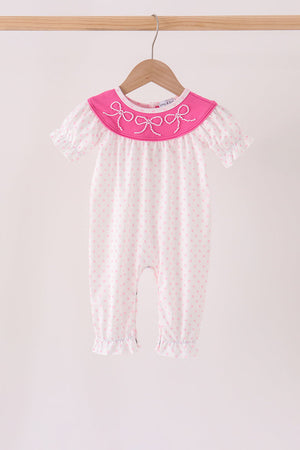 Pink bow pearl romper