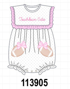 Pink Football Applique Ruffle Bubble
