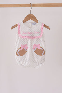 Pink Football Applique Ruffle Bubble