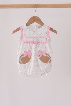 Pink Football Applique Ruffle Bubble