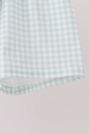 Sage pumpkin embroidery gingham shorts set