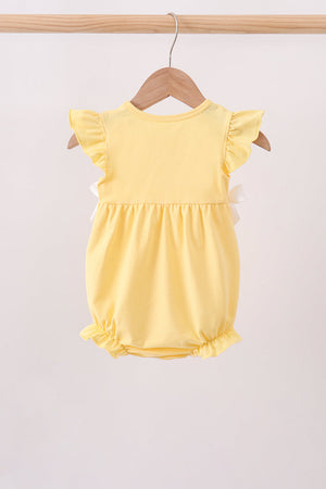 Mustard character embroidery ruffle bubble