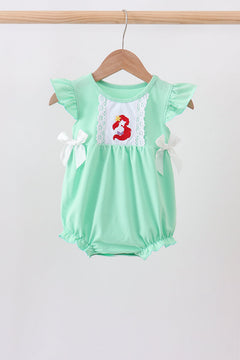 Green character embroidery ruffle bubble