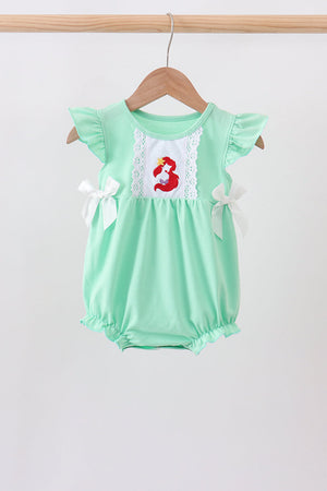 Green character embroidery ruffle bubble