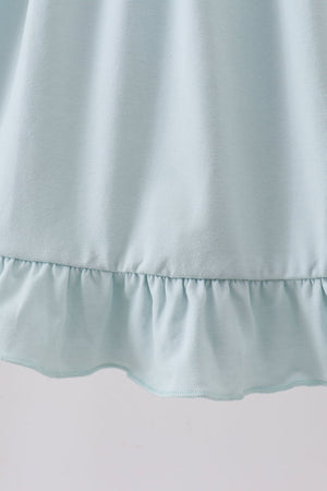 Light blue character embroidery ruffle dress