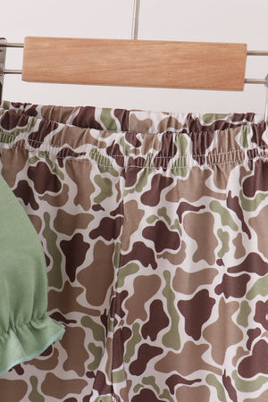 Camo Pumpkin Applique Ruffle Pants Set