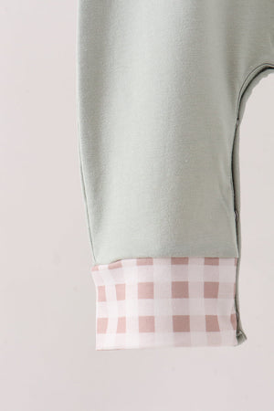 Sage hunting embroidery romper