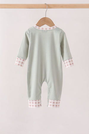 Sage hunting embroidery romper