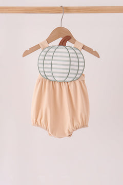 Khaki pumpkin applique bubble