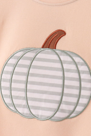 Khaki pumpkin applique top