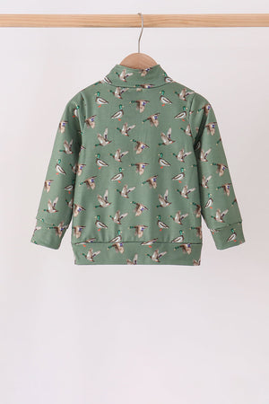 Green mallard zip pullover
