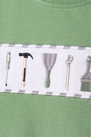 Green tools embroidery pants set