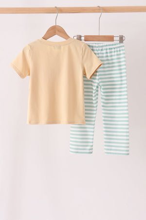 God is great god is good embroidery stripe pants set