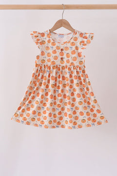 Pumpkin Bow Ruffle Dress